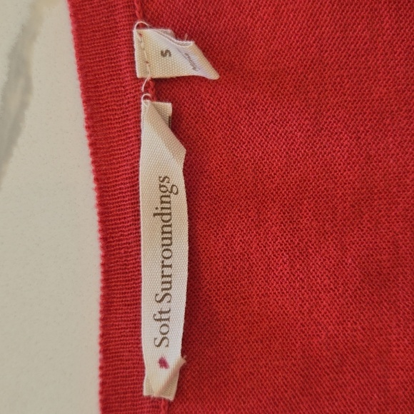 Soft Surroundings Embroidered Bird Charm Button Up Cardigan Pink Red Size Small - Picture 9 of 10